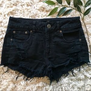 American Eagle distressed black shorts